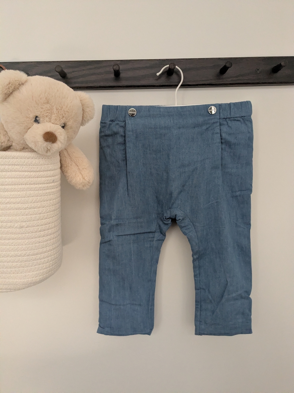 Jacadi Soft Blue Chambray Baby Pants 18M
